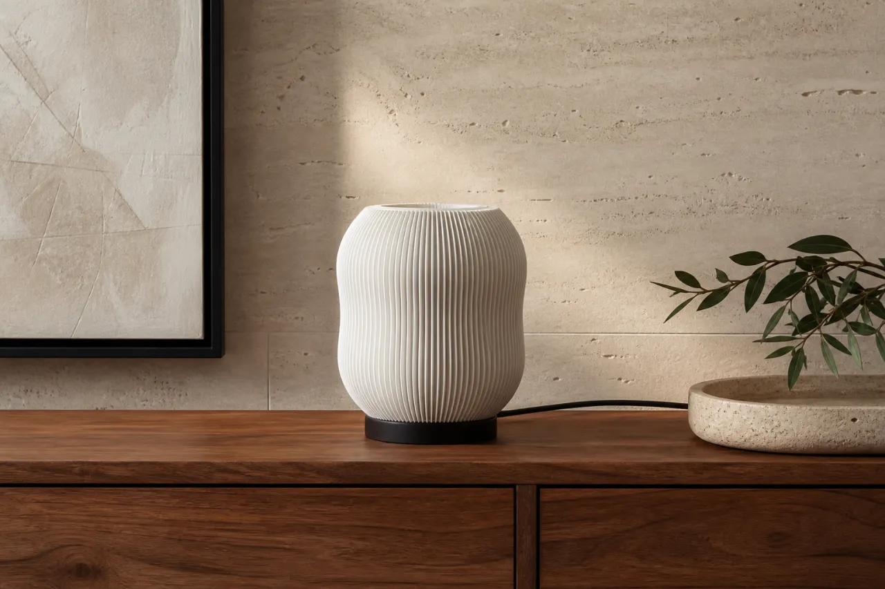 Luminária de Mesa Nicole Estilo Lanterna com Ondas Verticais — foto 8