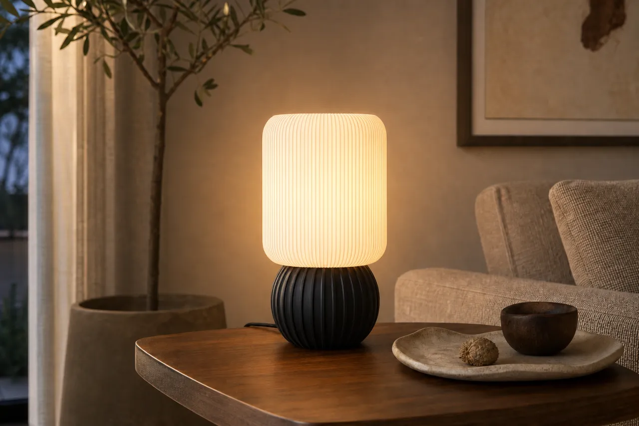 Luminária de Mesa Carla Canelada com Design Contemporâneo — foto 9