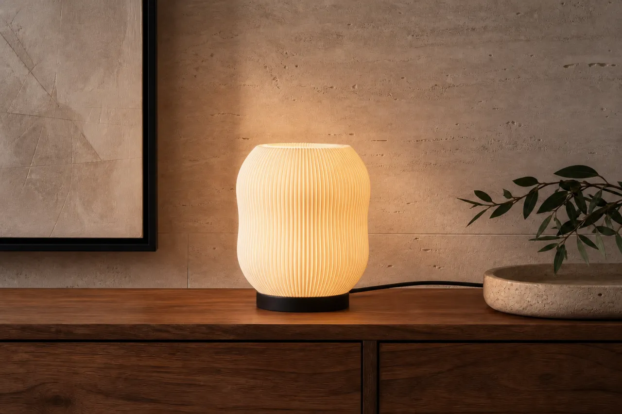 Luminária de Mesa Nicole Estilo Lanterna com Ondas Verticais — foto 9
