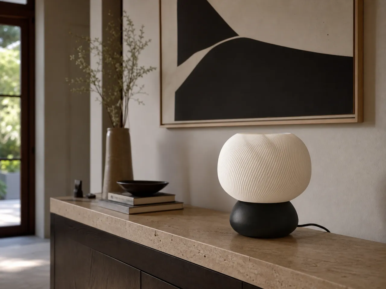 Luminária de Mesa Valentina – Forma Orgânica com Textura Espiral — foto 8