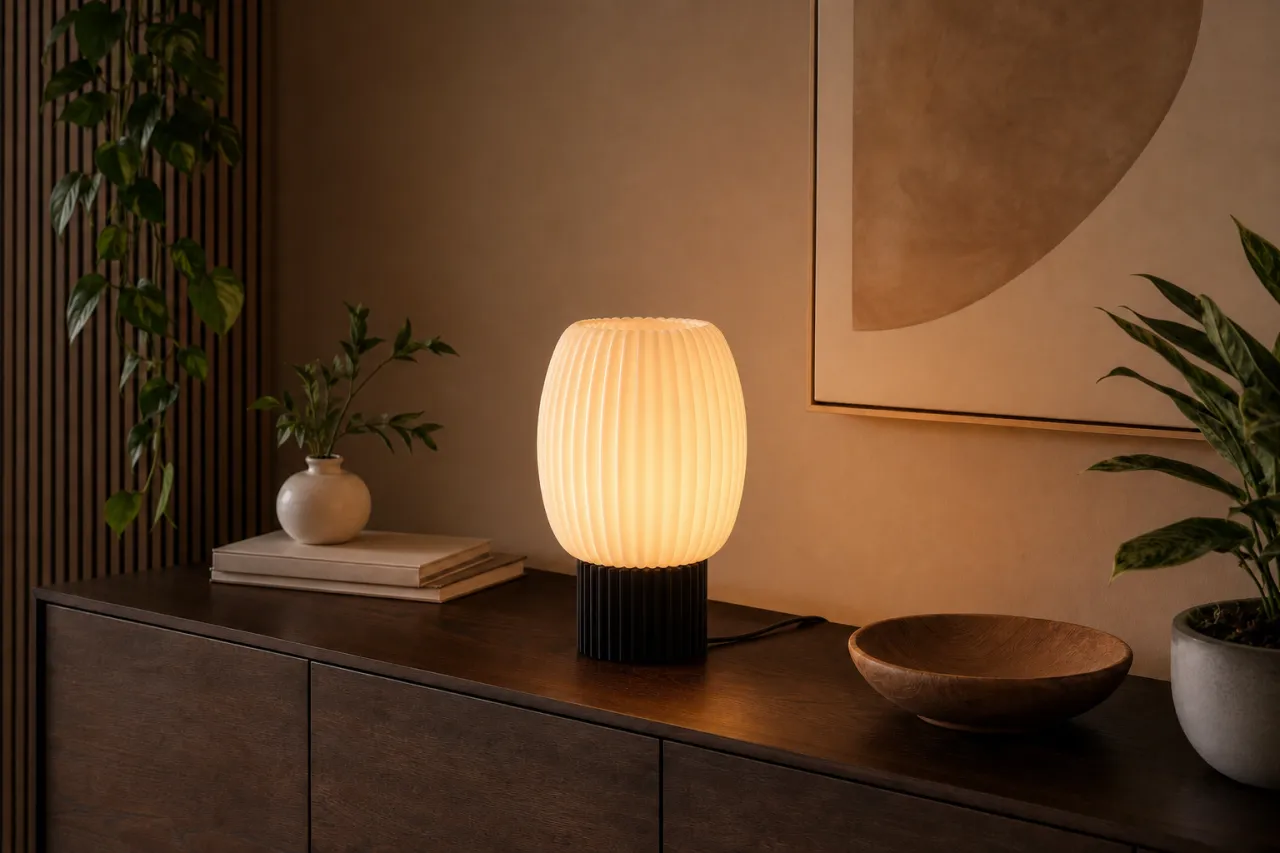 Luminária de Mesa Rebeca com Difusor Oval Canelado — foto 9