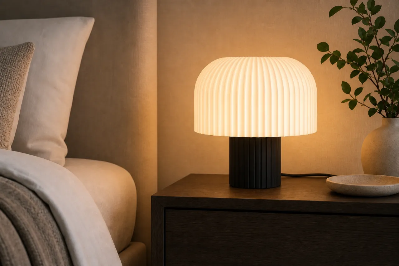 Luminária de Mesa Beatriz com Cúpula Cogumelo Canelada — foto 9