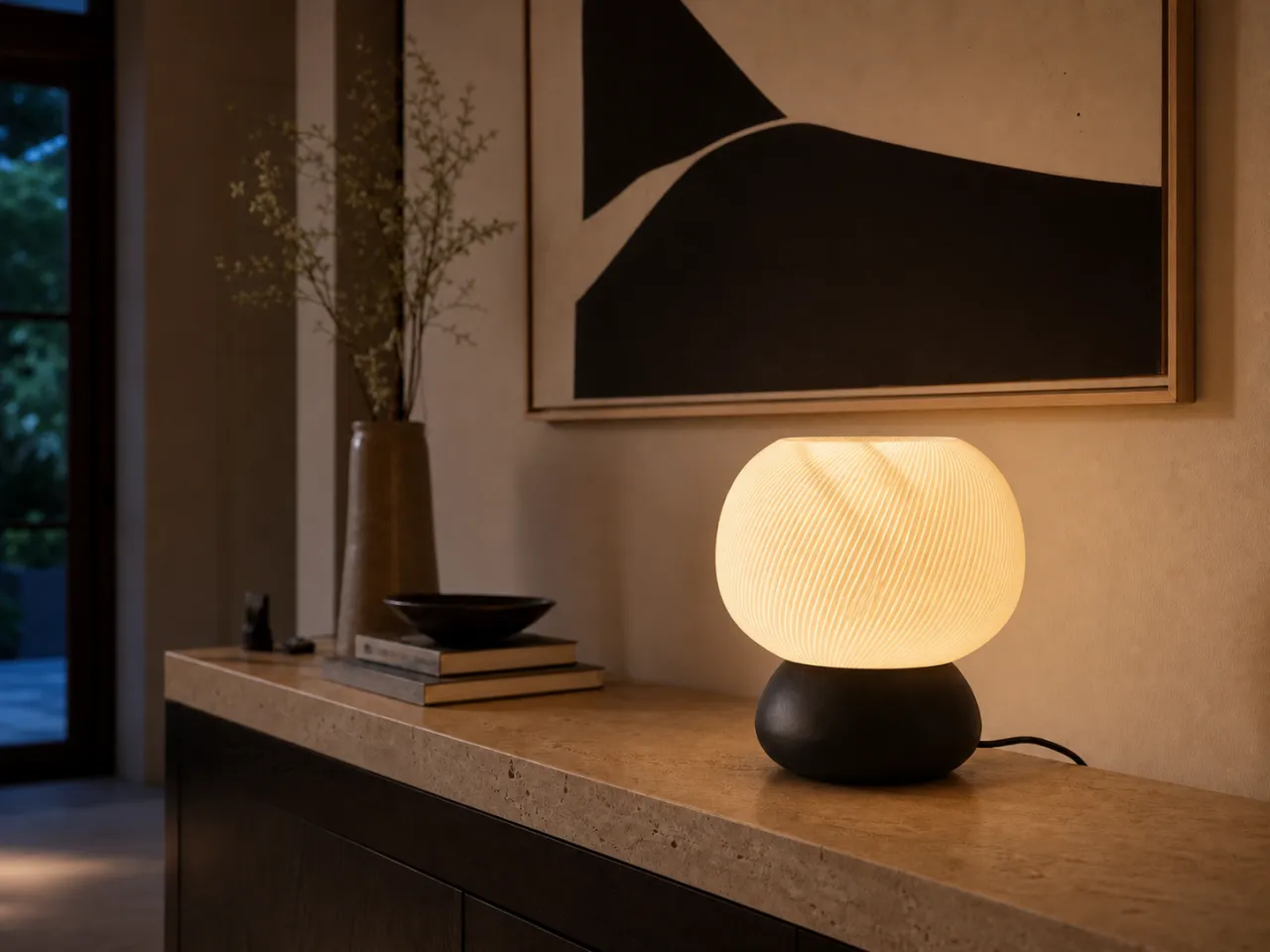 Luminária de Mesa Valentina – Forma Orgânica com Textura Espiral — foto 9