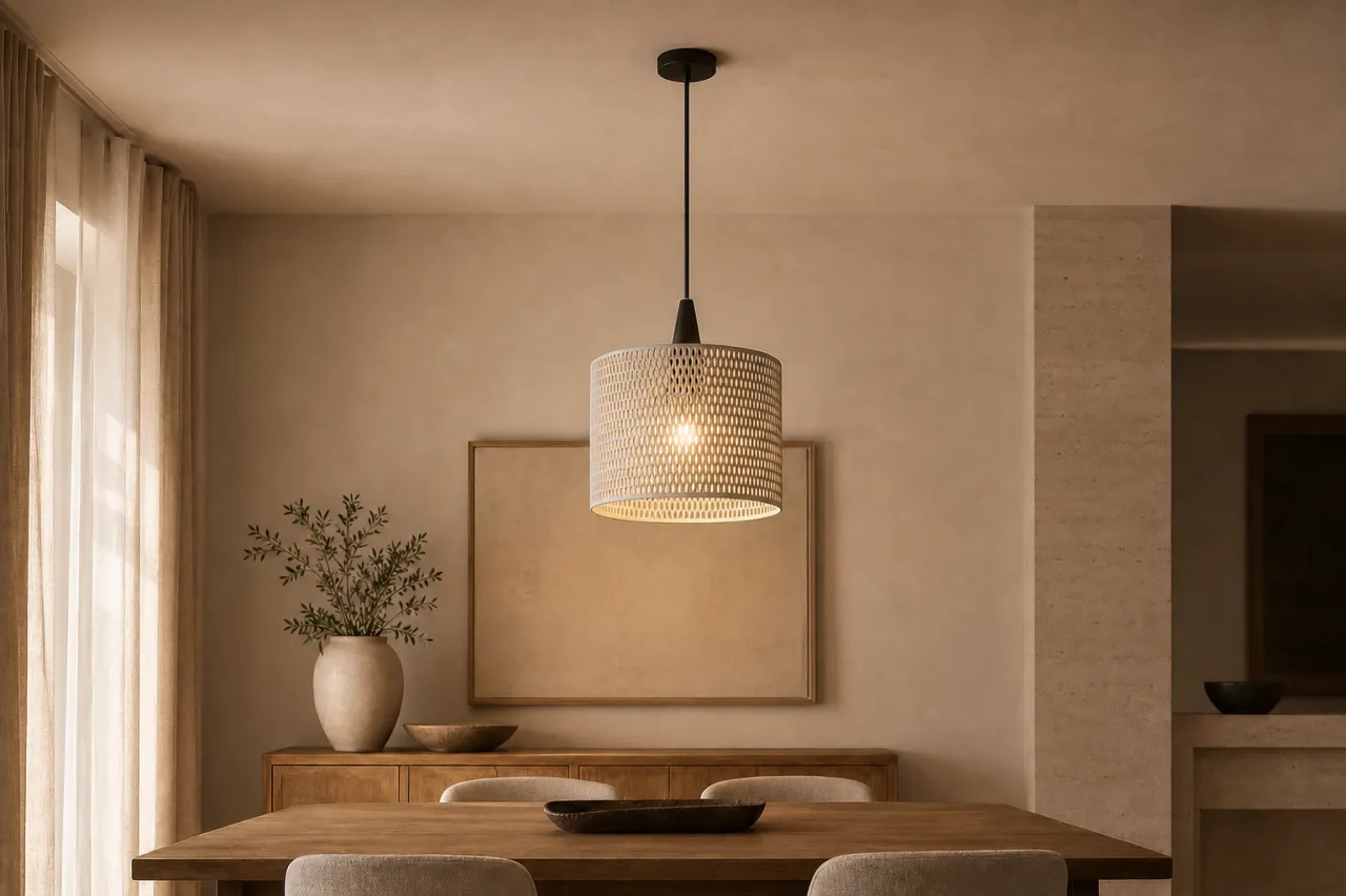 Luminária Pendente Bianca – Design Tramado com Efeito de Luz — foto 9