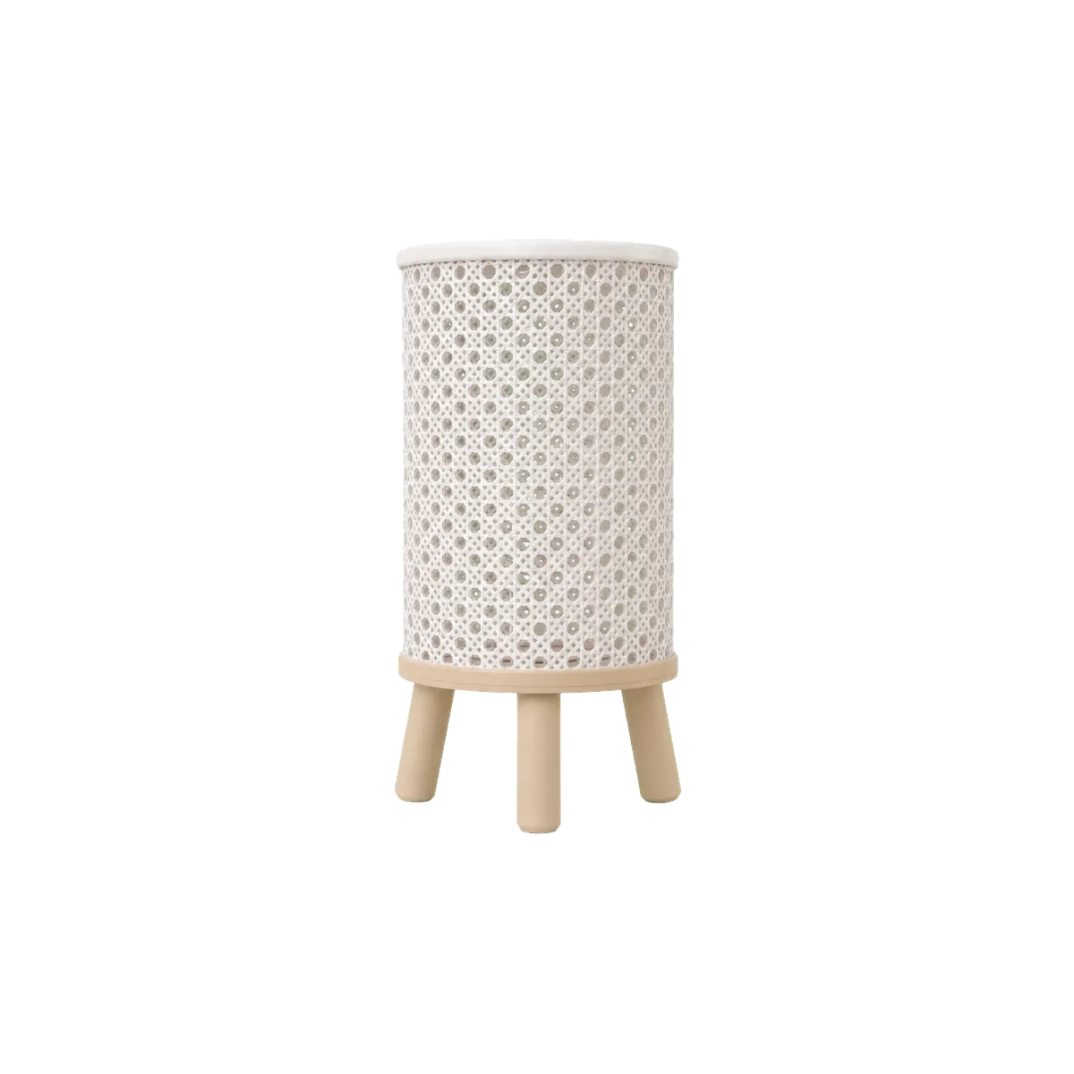 Luminária de Mesa Vitória com Trama Rattan e Base de Três Pés