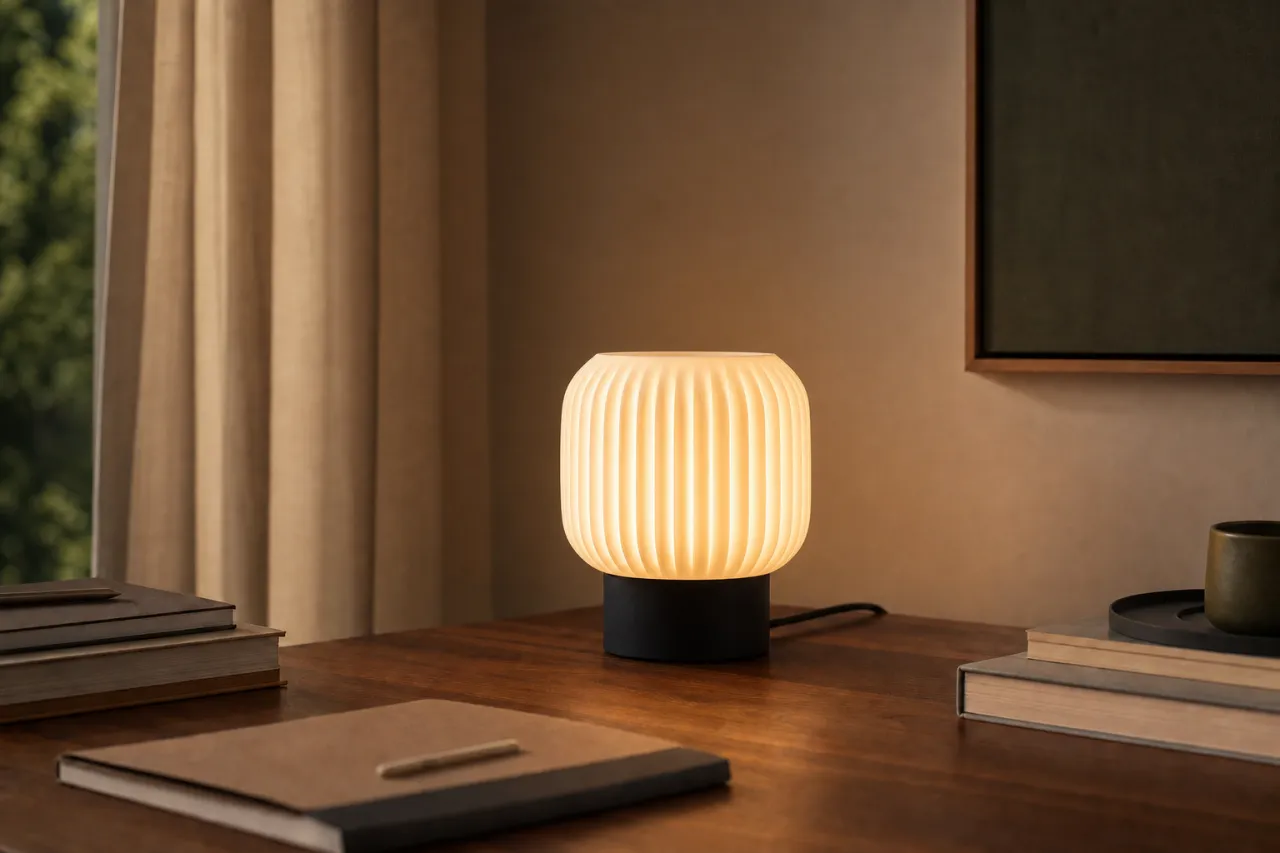 Luminária de Mesa Camila – Forma Arredondada com Cúpula Canelada — foto 9