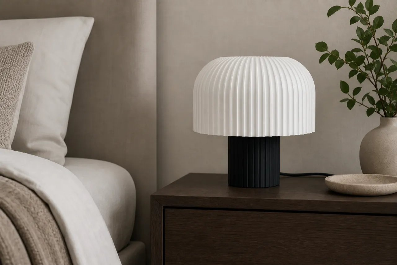 Luminária de Mesa Beatriz com Cúpula Cogumelo Canelada — foto 8