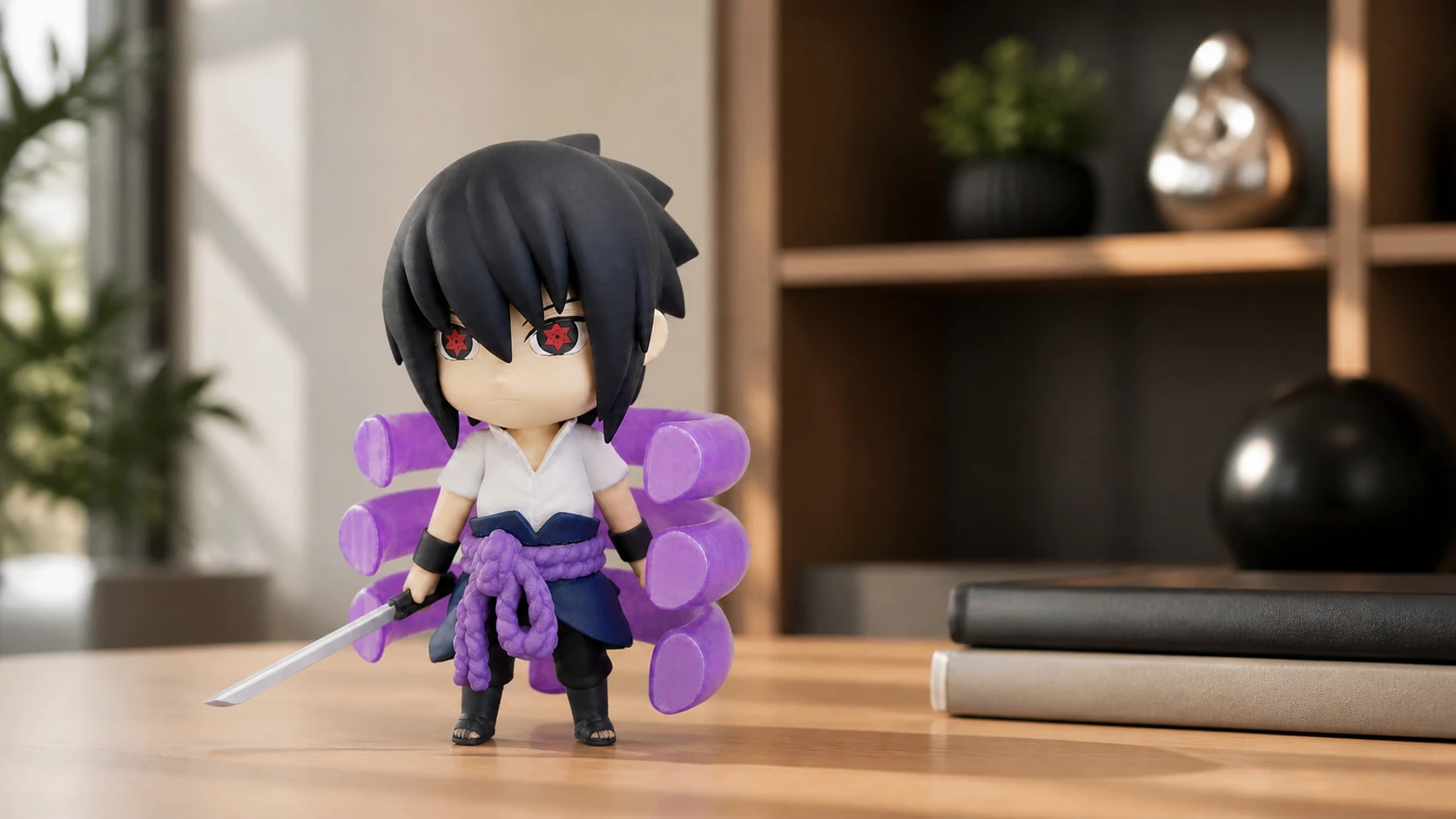 Sasuke Uchiha decorando um escritório contemporâneo