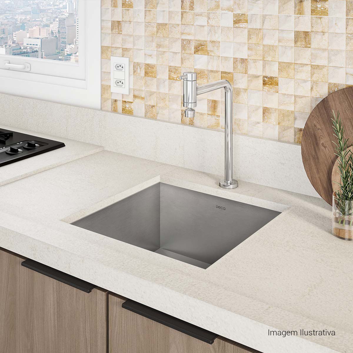 Torneira de Mesa Bica Móvel de 90 Graus para Cozinha Link — foto 2