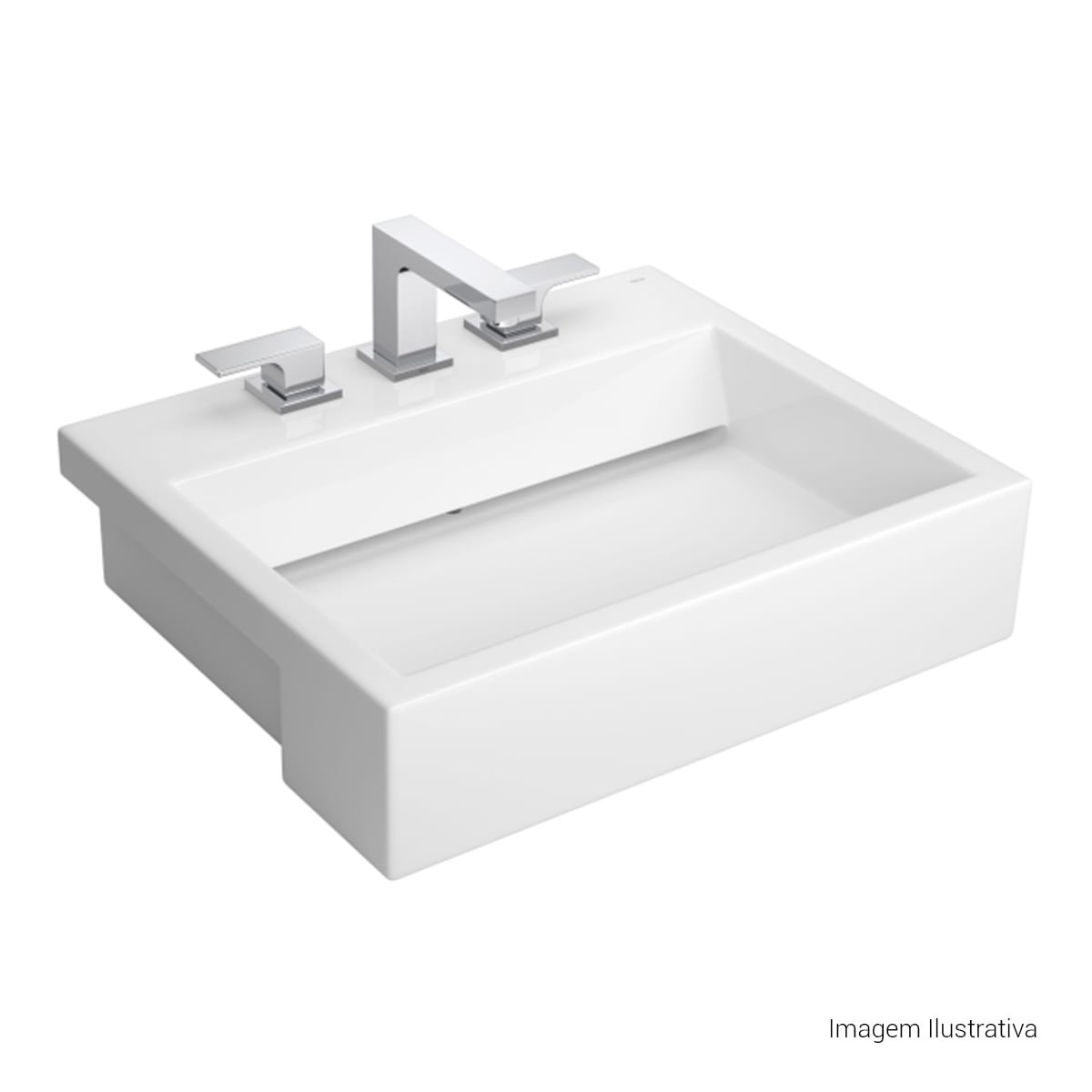 Cuba de Semi Encaixe com Mesa e Válvula Oculta Retangular 46x56cm Linha L — foto 2