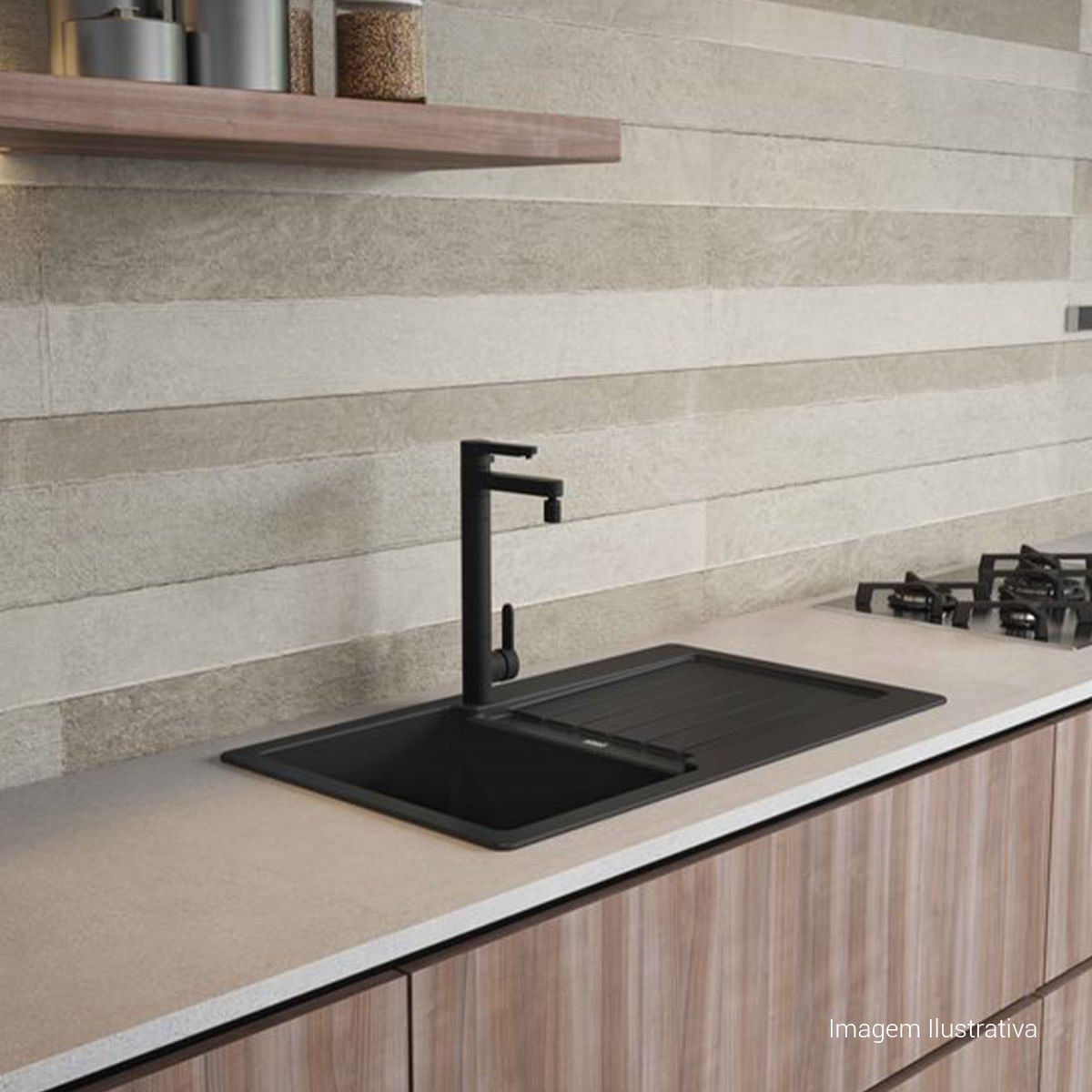 Cuba de Sobrepor para Cozinha Unic Quartzo Black — foto 4