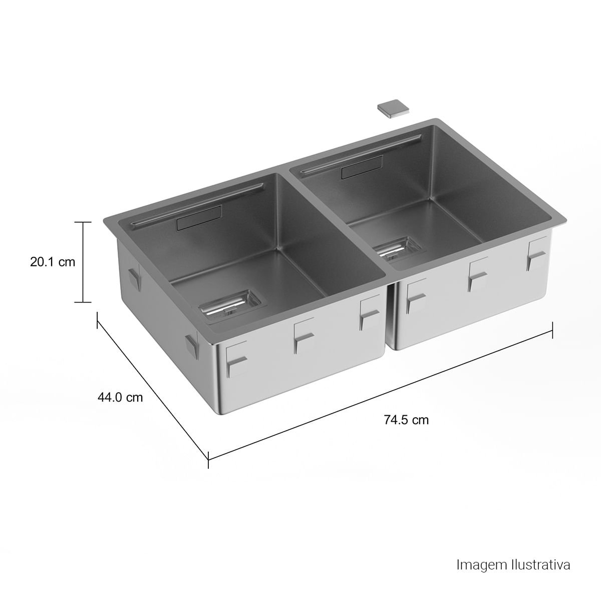 Cuba Dupla para Cozinha em 745x440x201 Wish — foto 5