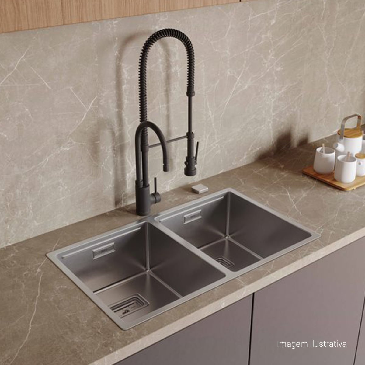 Cuba Dupla para Cozinha em 745x440x201 Wish — foto 3