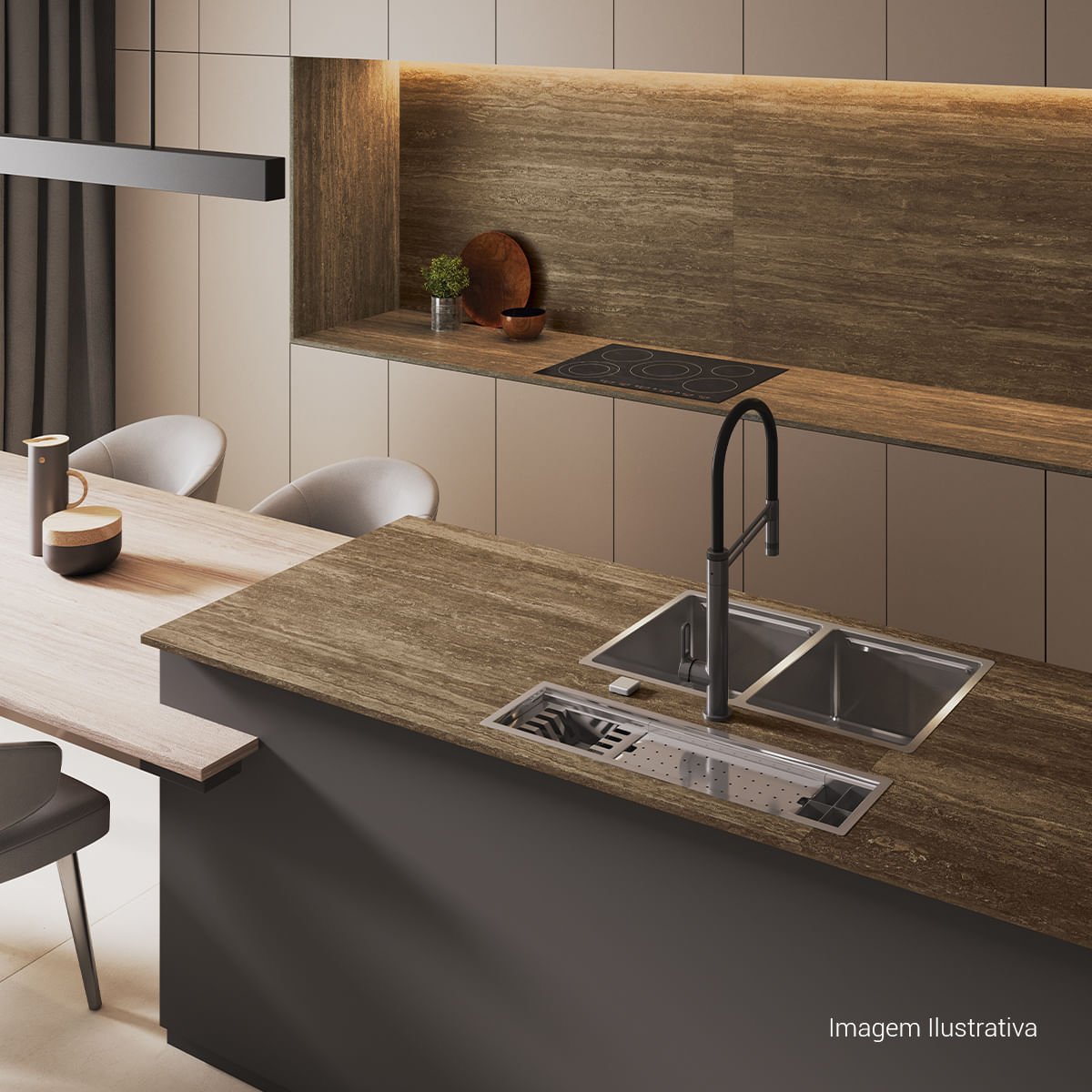 Cuba Dupla para Cozinha em 745x440x201 Wish — foto 4