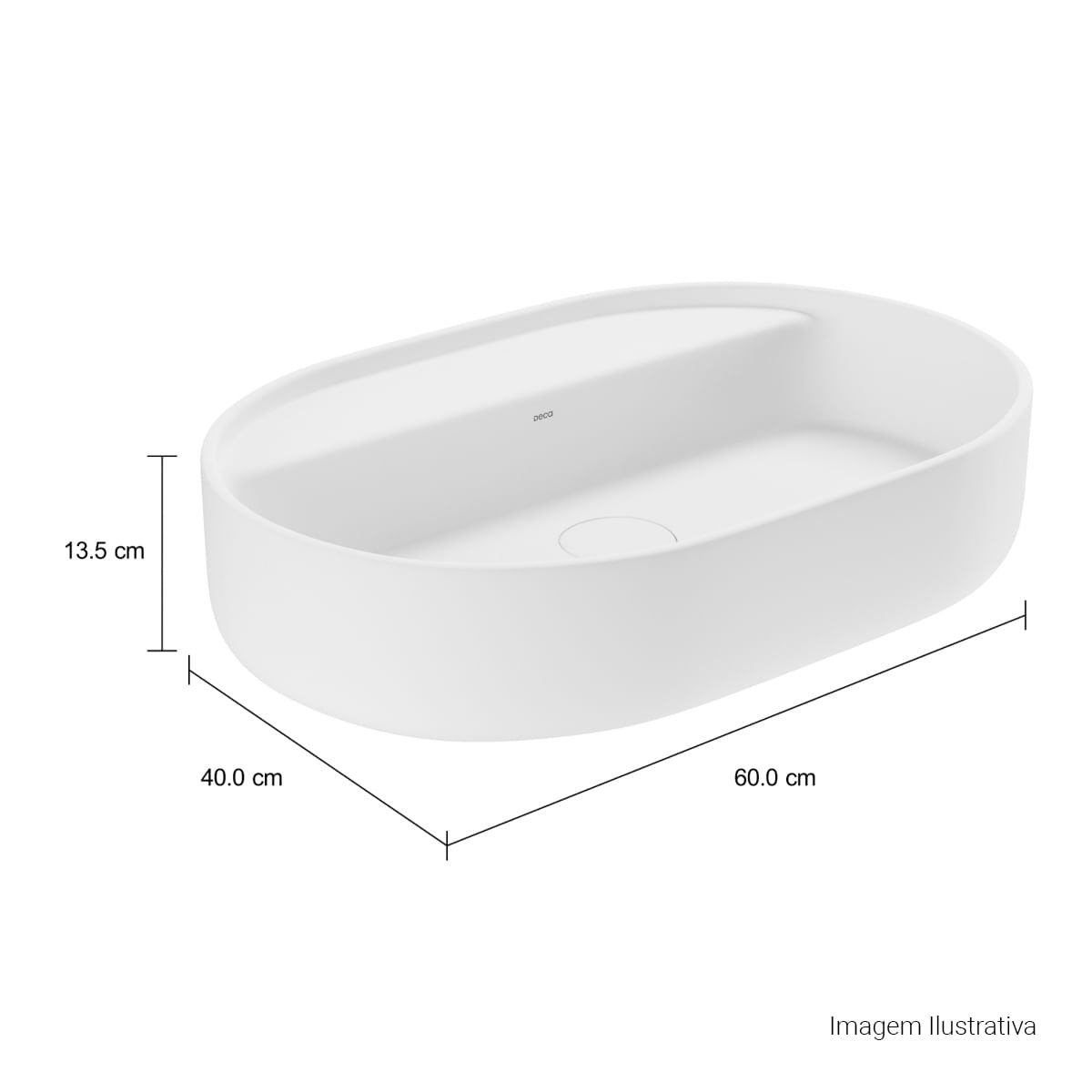 Cuba de Apoio com Mesa Oval 40x60cm Ébano Fosco Slim — foto 8