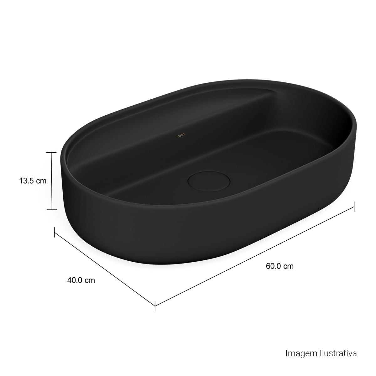 Cuba de Apoio com Mesa Oval 40x60cm Ébano Fosco Slim — foto 4
