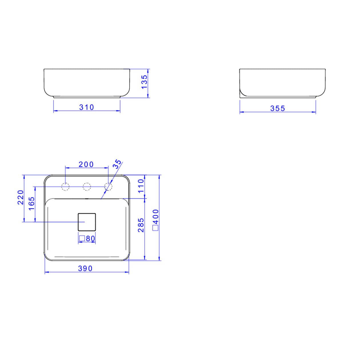 Cuba de Apoio com Mesa Quadrada 40cm Slim — foto 11