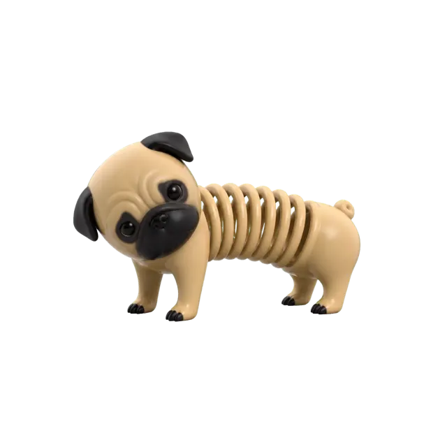 Lola Cachorro Pug de Mola Articulado Colecionável